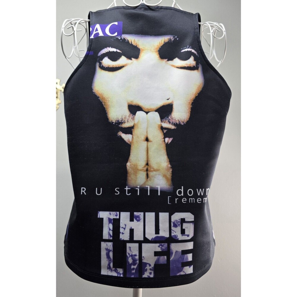 Womens Tupac Thug Life Graphic Racerback Tank Top Custom Size XL Scoop Neck Altr